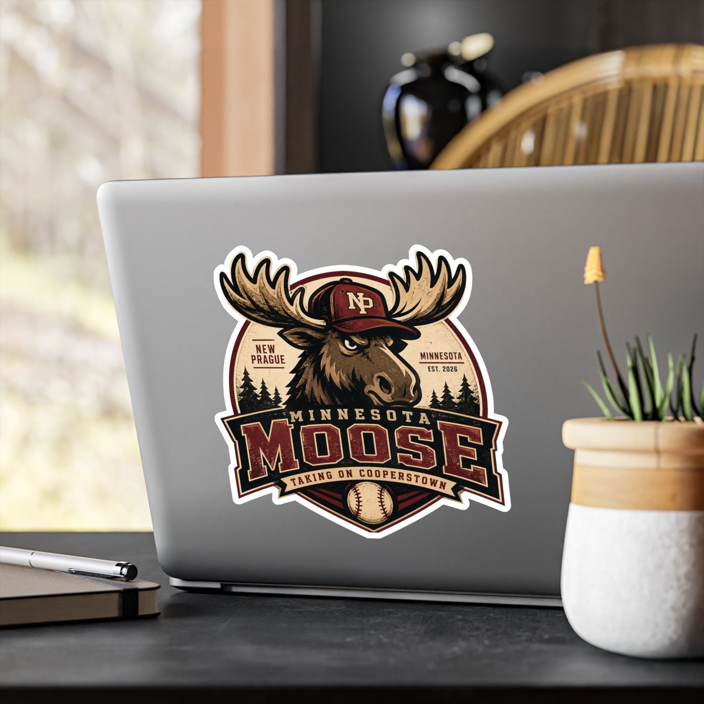 Minnesota Moose Kiss-Cut Vinyl Sticker — Vintage Baseball Team Logo Decal