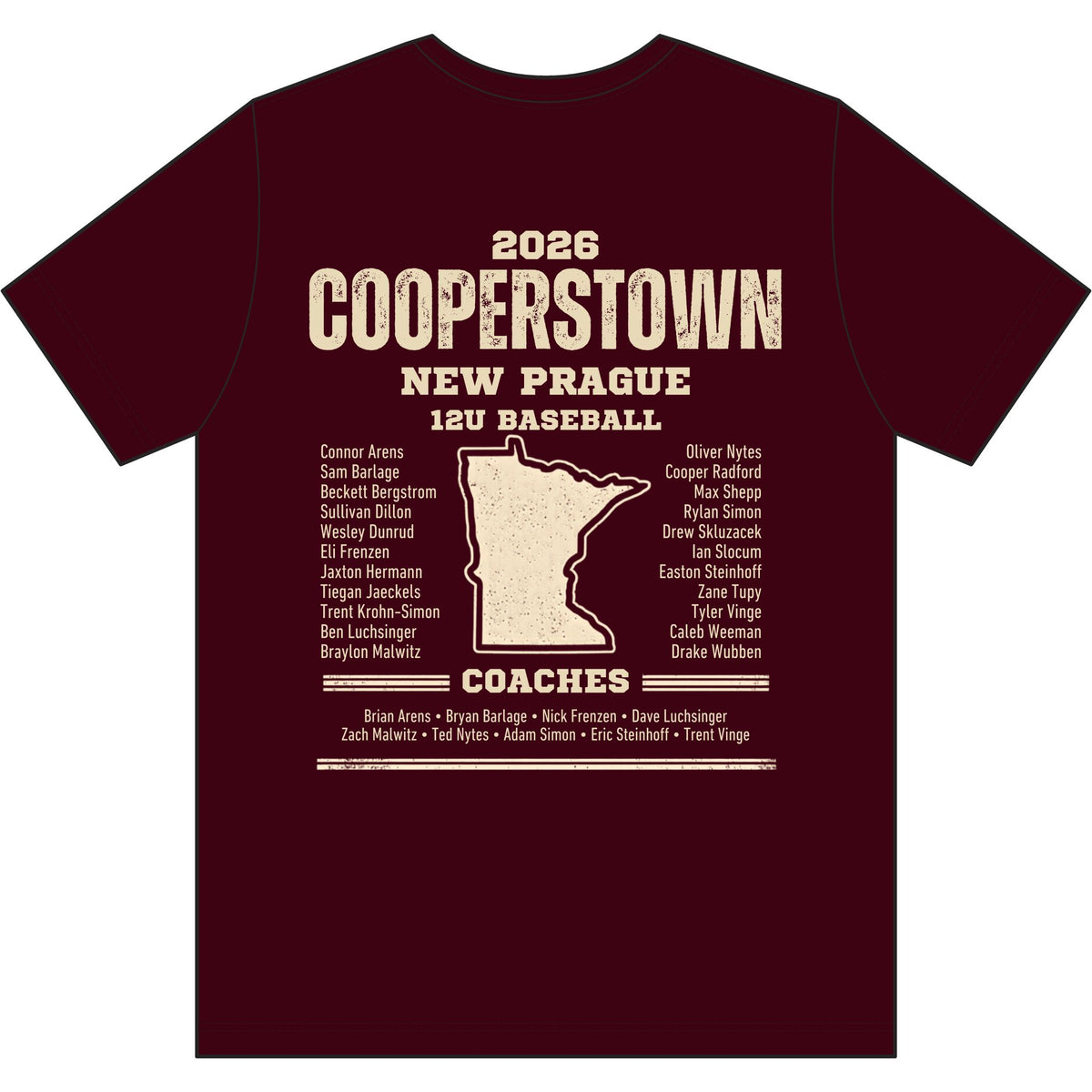 Cooperstown 2026 New Prague Team - Unisex Heather CVC Short Sleeve Tee
