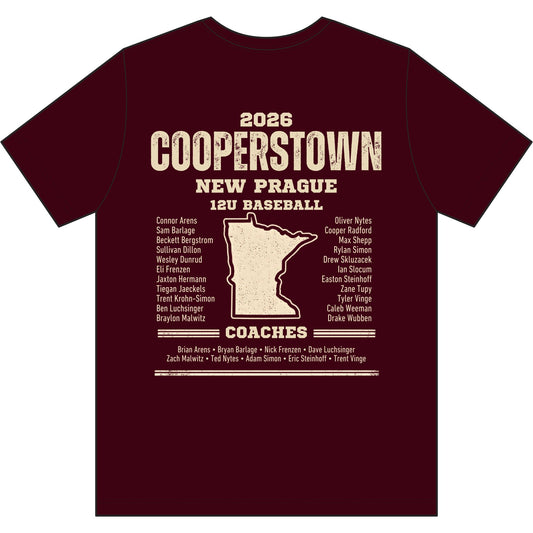 Cooperstown 2026 New Prague Team - Unisex Heather CVC Short Sleeve Tee