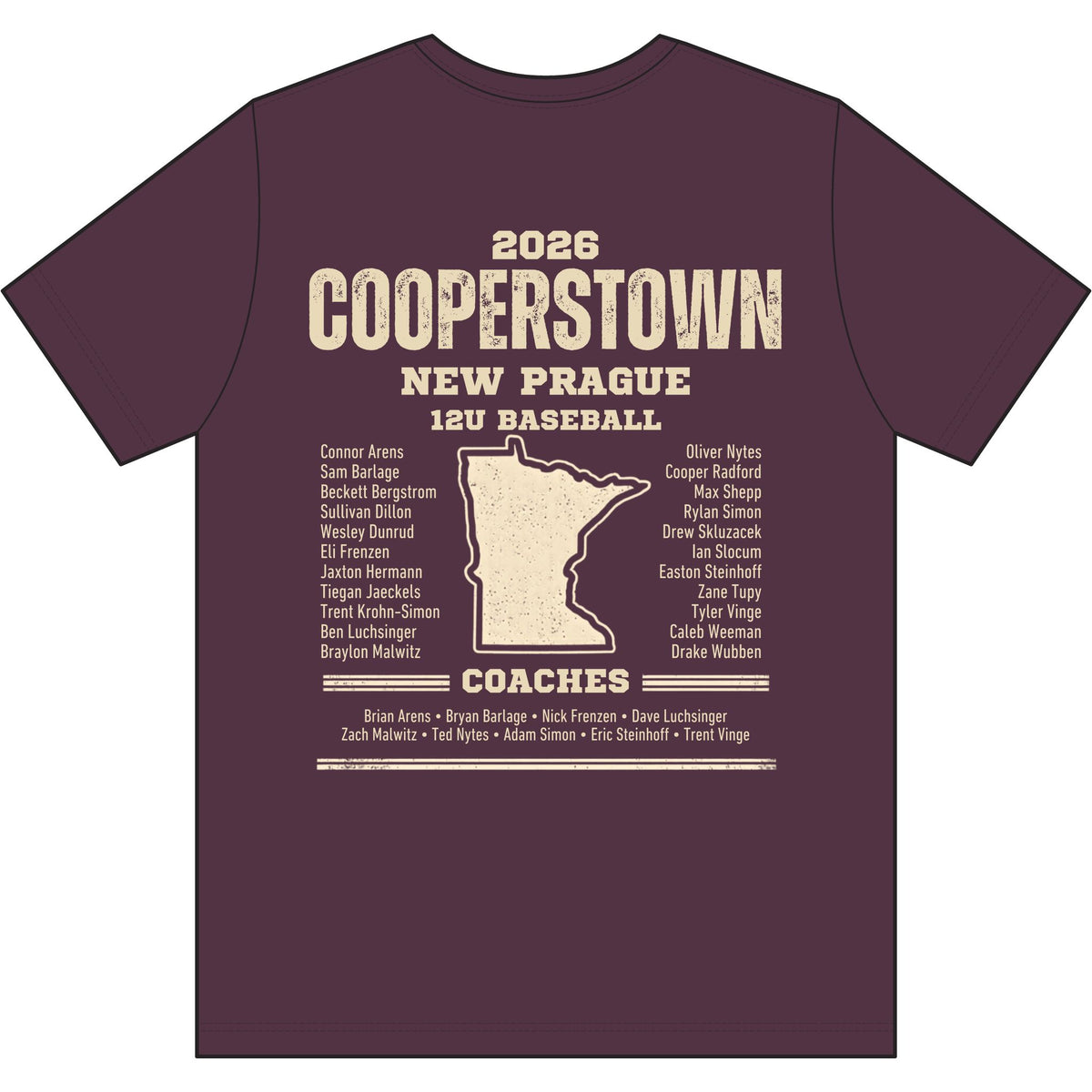 Cooperstown 2026 New Prague Team - Unisex Heather CVC Short Sleeve Tee