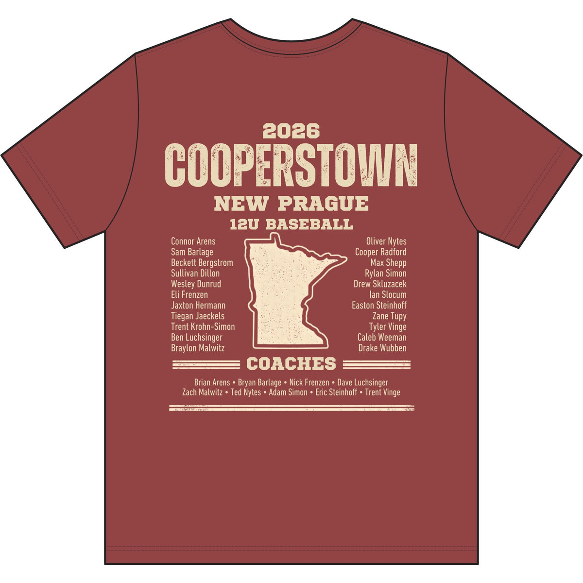 Cooperstown 2026 New Prague Team - Unisex Heather CVC Short Sleeve Tee