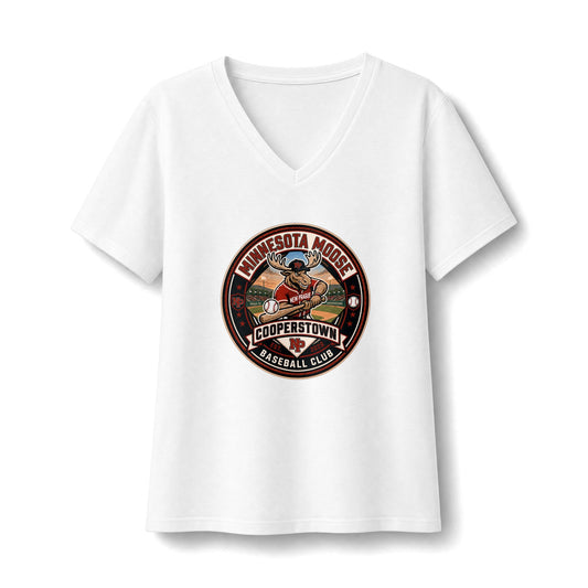 Ladies Minnesota Moose Cooperstown Baseball Club V-Neck Tee Bella+Canvas BC6405
