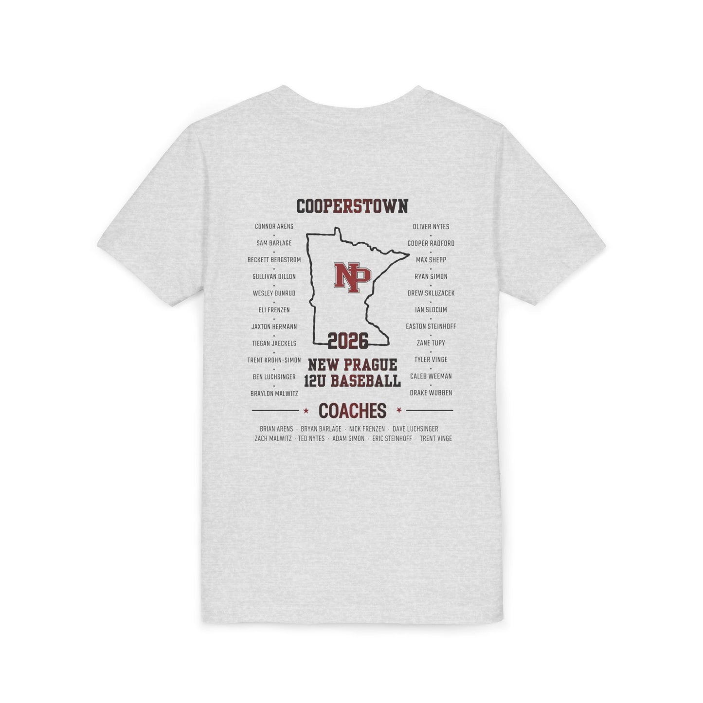 Youth Baseball Team Tee – New Prague 12U Cooperstown 2026