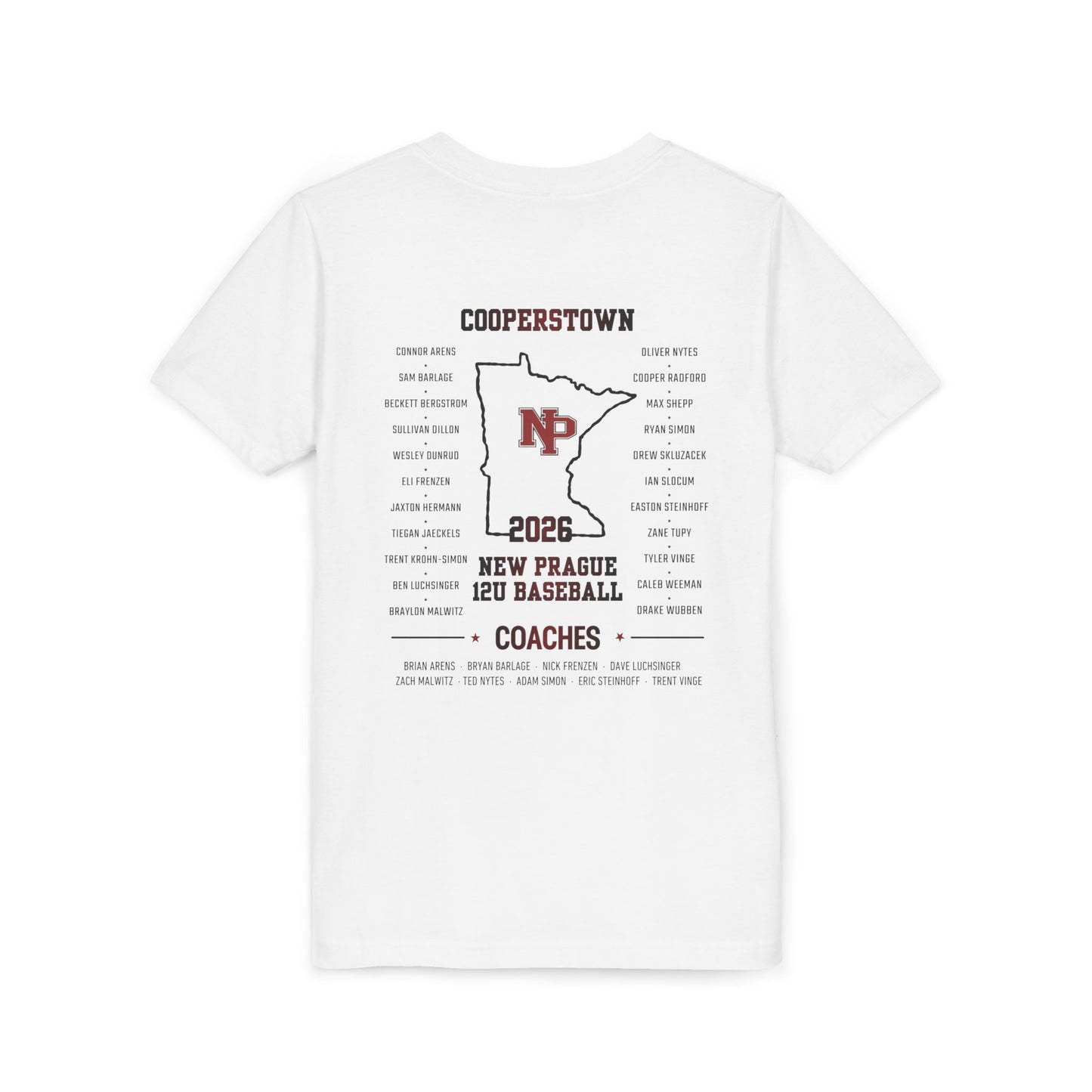 Youth Baseball Team Tee – New Prague 12U Cooperstown 2026