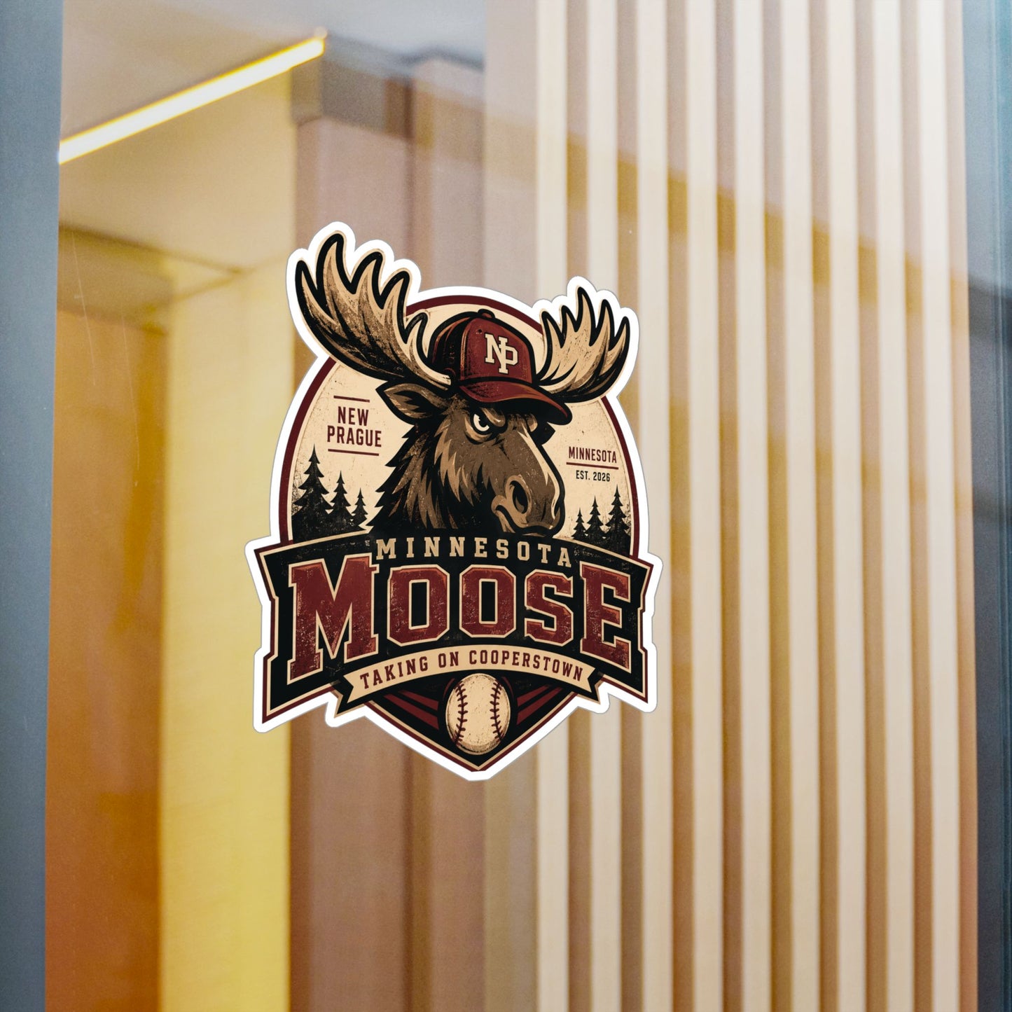 Minnesota Moose Kiss-Cut Vinyl Sticker — Vintage Baseball Team Logo Decal