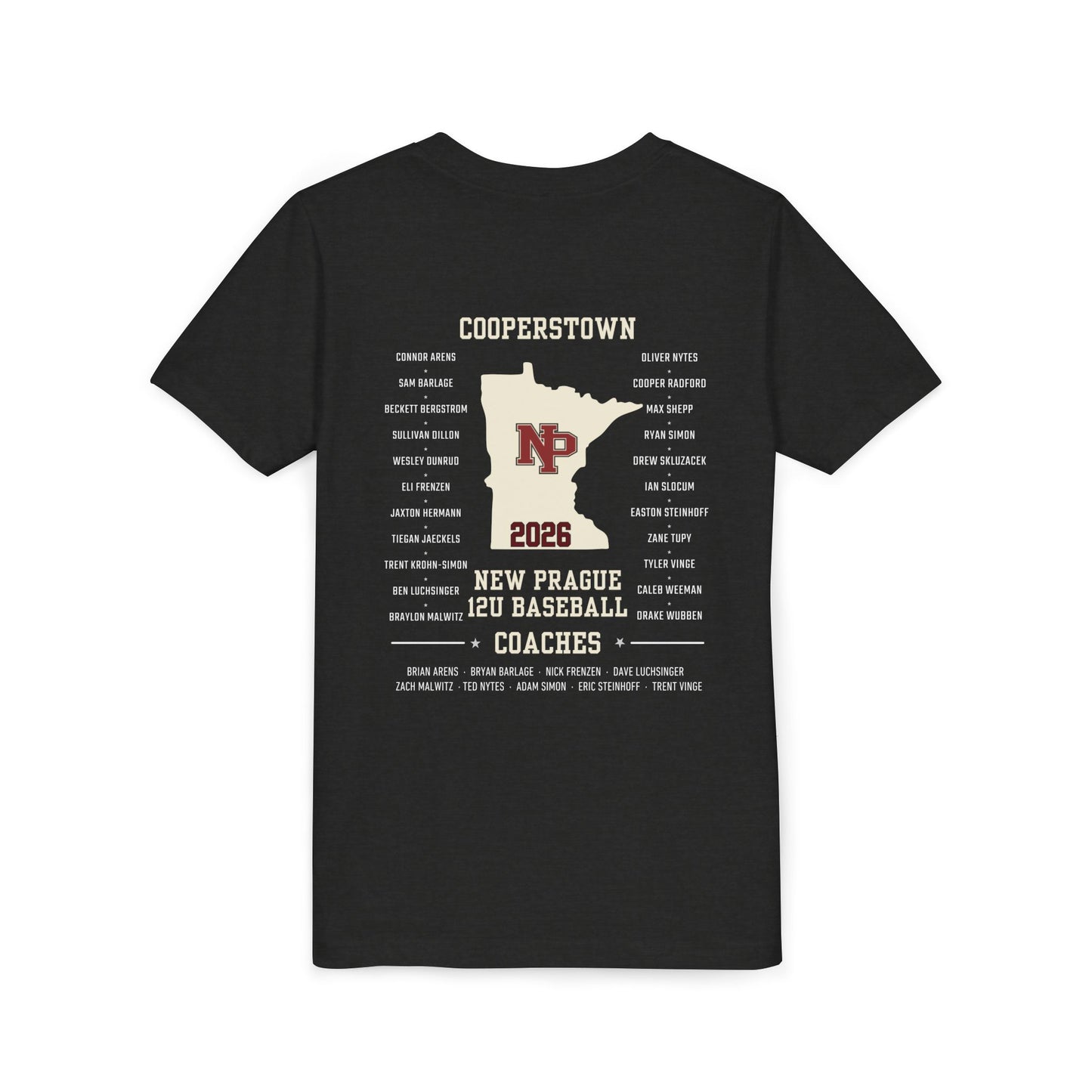 Youth Baseball Team Tee — New Prague 12U Cooperstown Team 2026