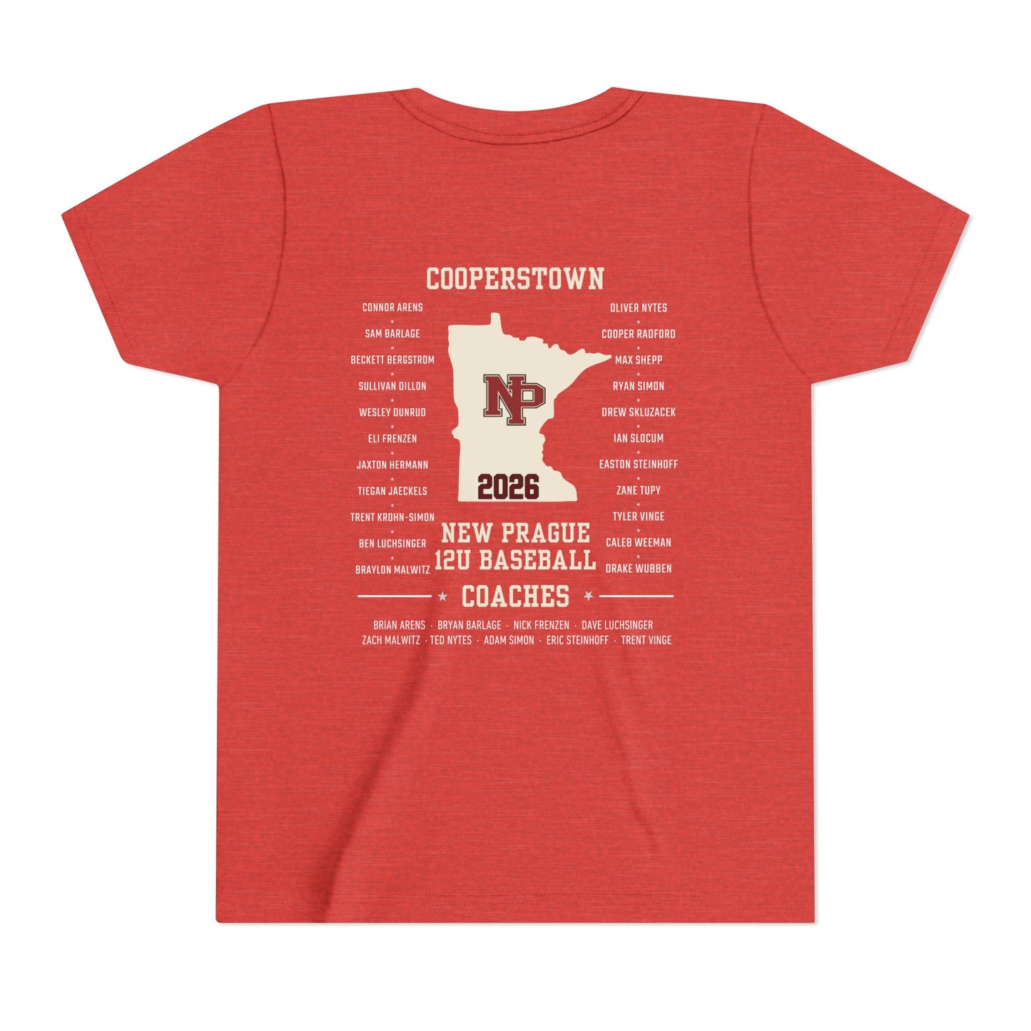 Youth Baseball Team Tee — New Prague 12U Cooperstown Team 2026