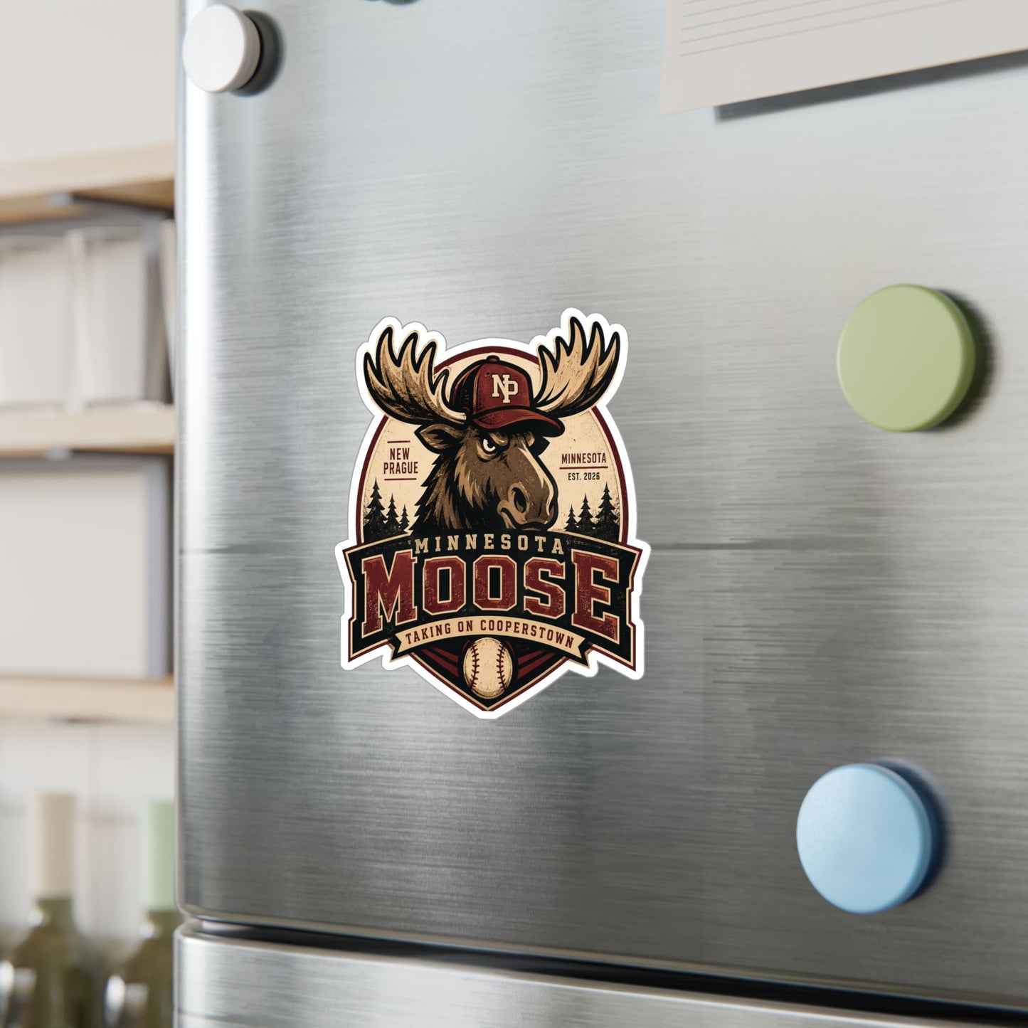 Minnesota Moose Kiss-Cut Vinyl Sticker — Vintage Baseball Team Logo Decal