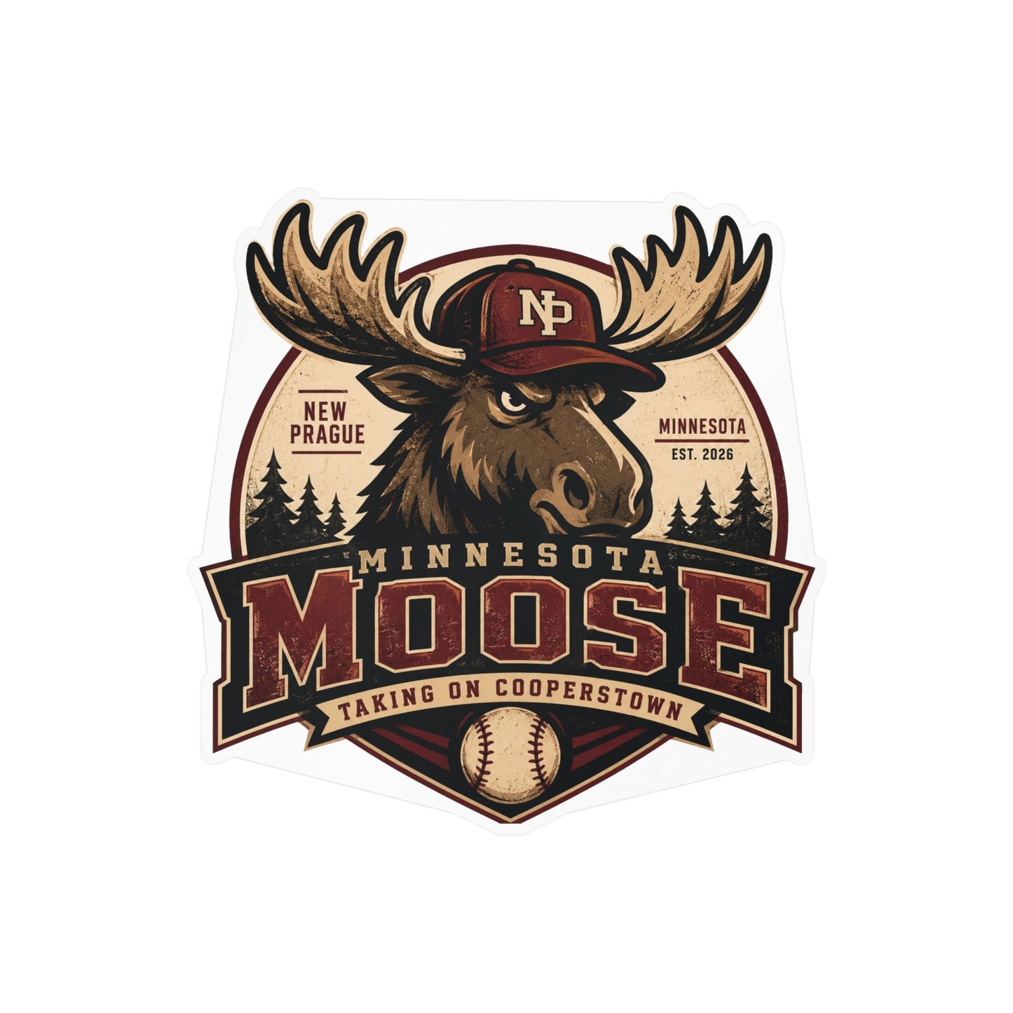 Minnesota Moose Kiss-Cut Vinyl Sticker — Vintage Baseball Team Logo Decal