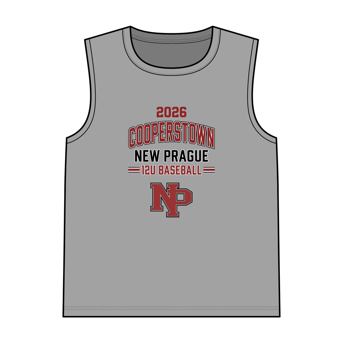 Adult Mens District Muscle Tank New Prague 12U Baseball 2026 Cooperstown