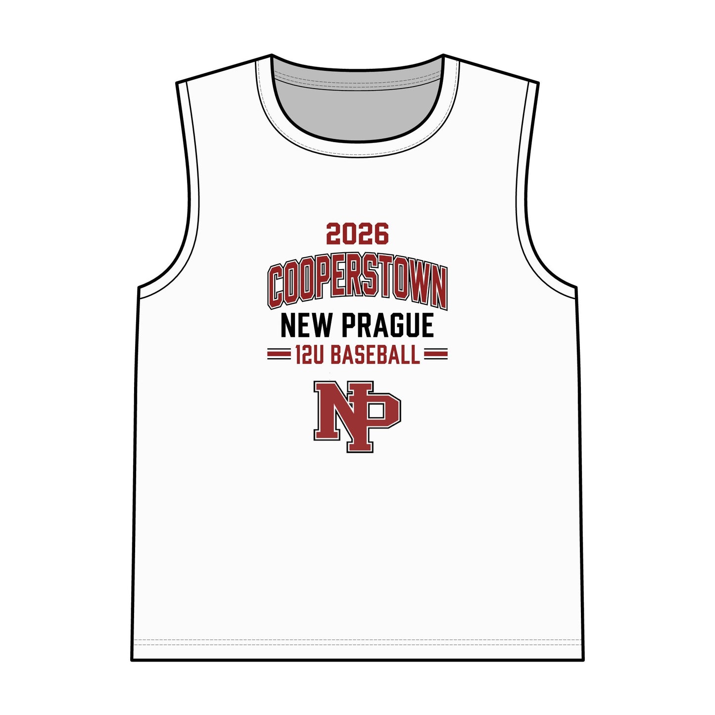 Adult Mens District Muscle Tank New Prague 12U Baseball 2026 Cooperstown