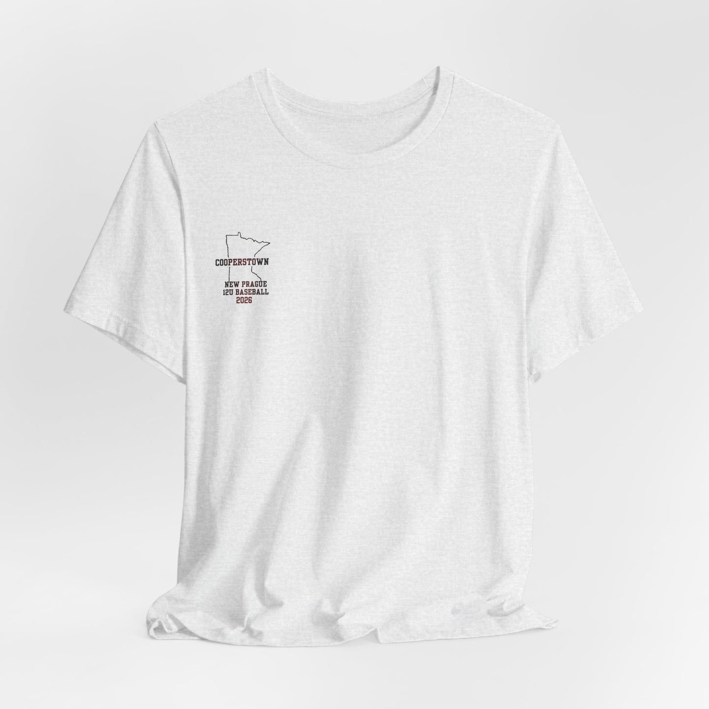 New Prague 12U Baseball Team Tee — Cooperstown 2026 Coaches & Player Roster