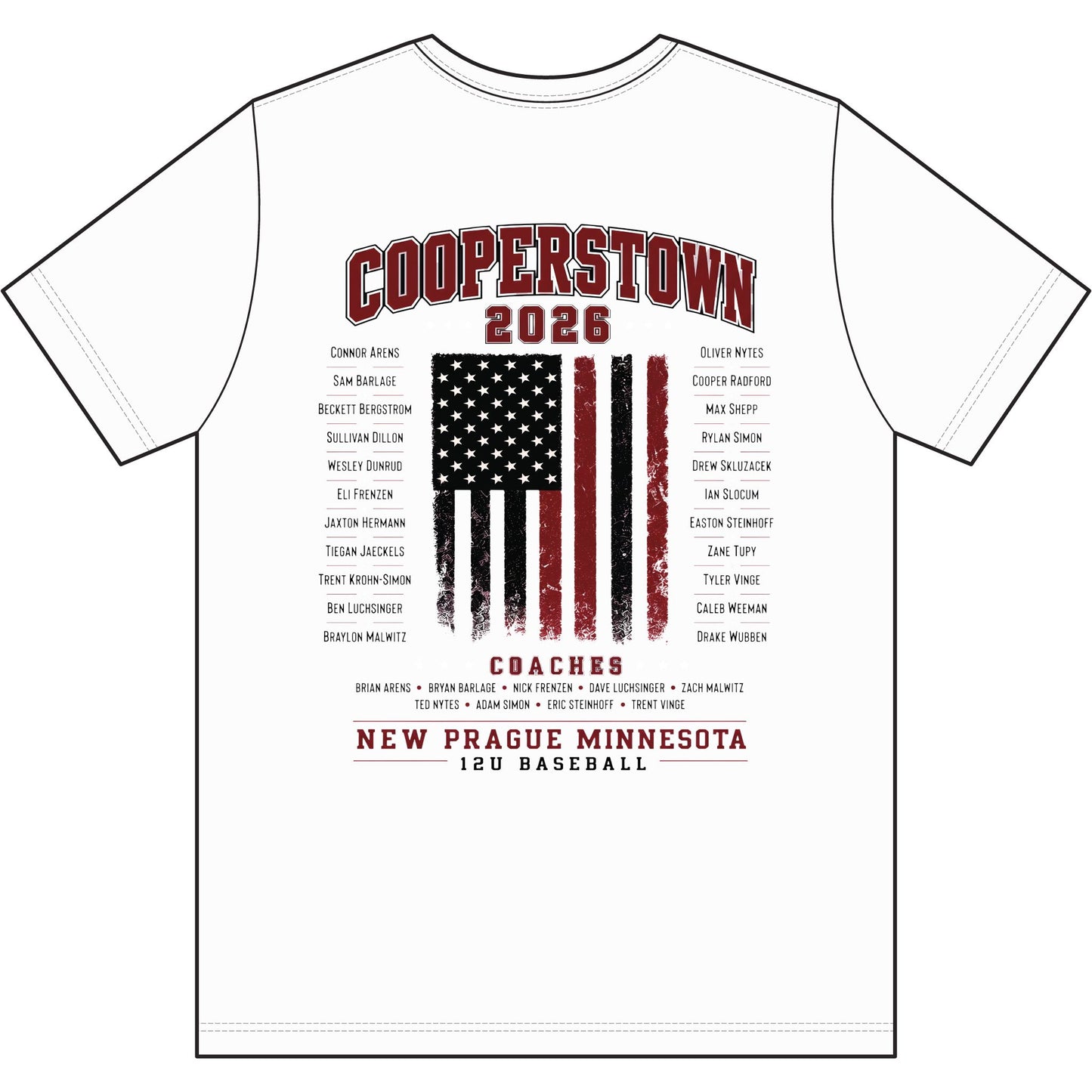Cooperstown 2026 New Prague 12U Baseball Team T‑Shirt