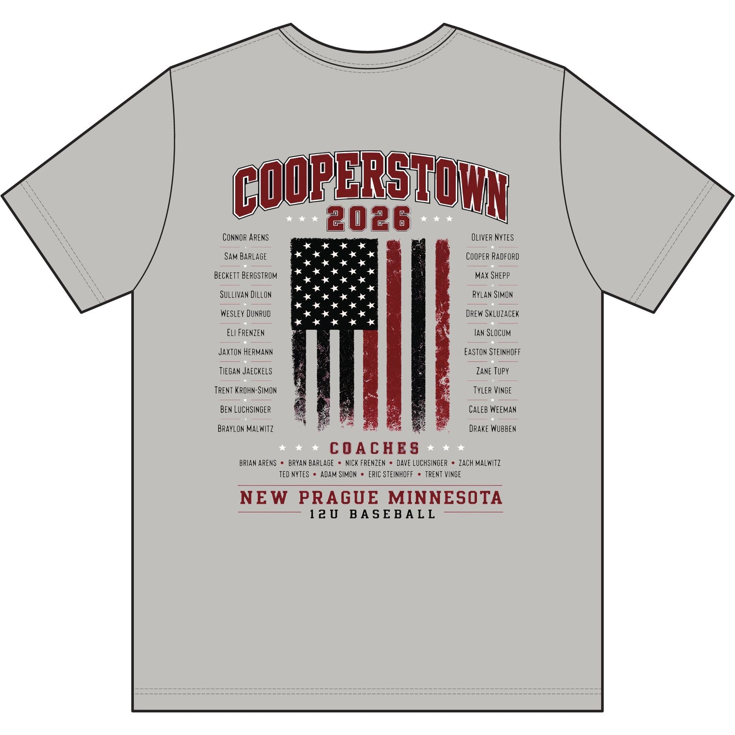 Cooperstown 2026 New Prague 12U Baseball Team T‑Shirt