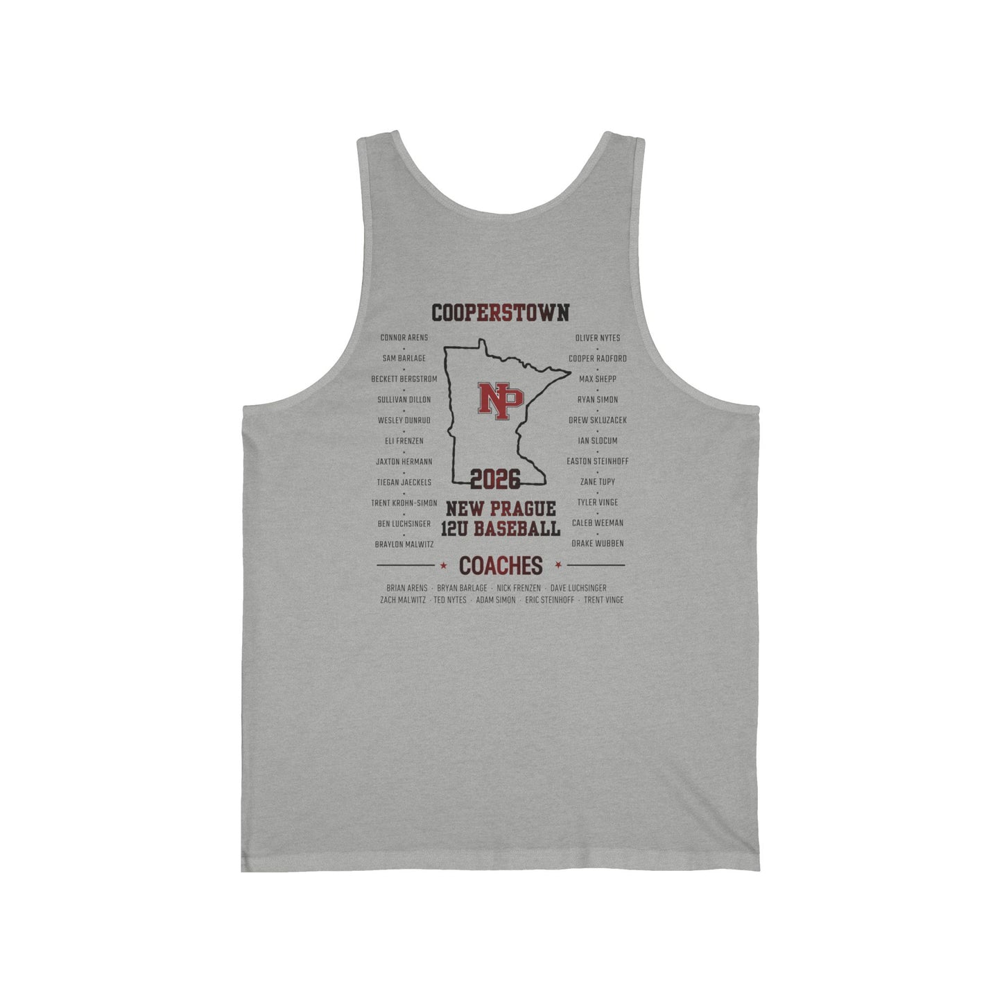 Cooperstown 2026 New Prague Baseball Ladies Tank Top Bella+Canvas · 3480