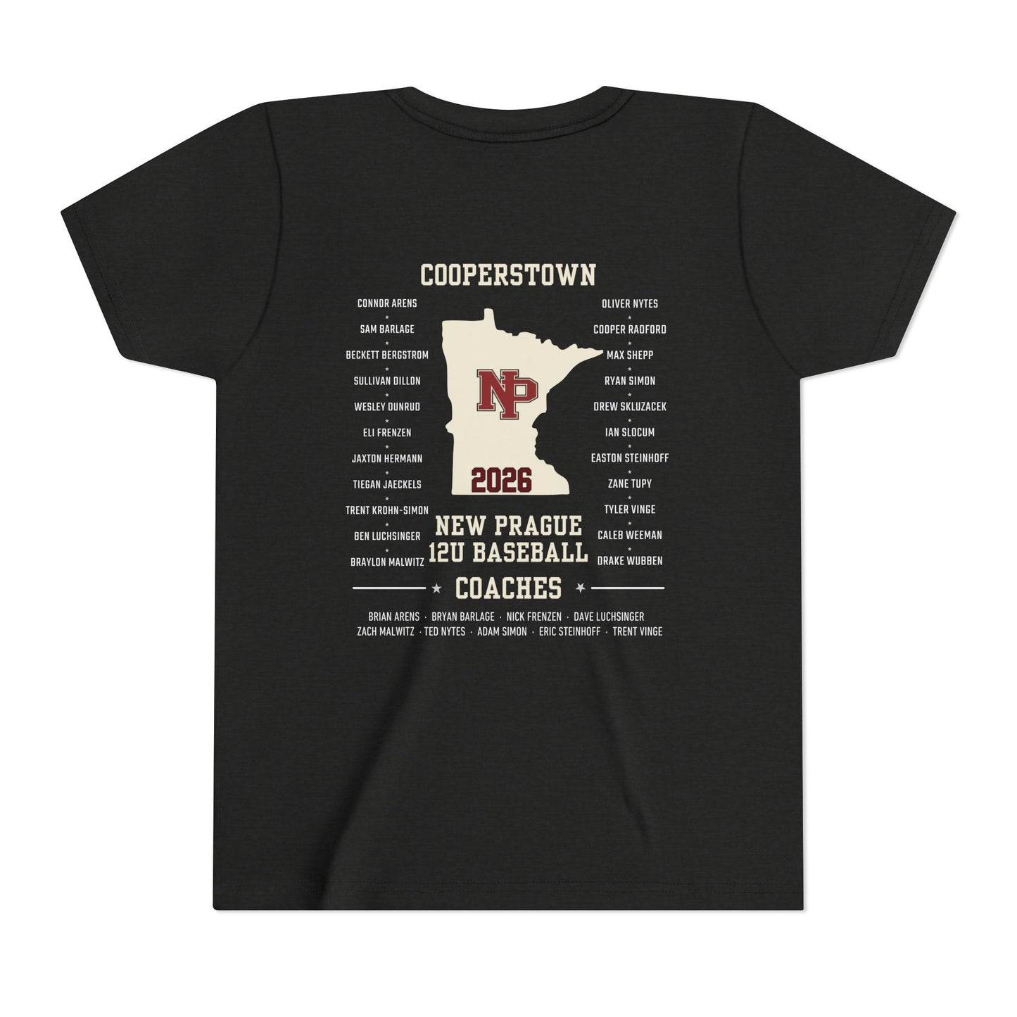 Youth Baseball Team Tee — New Prague 12U Cooperstown Team 2026