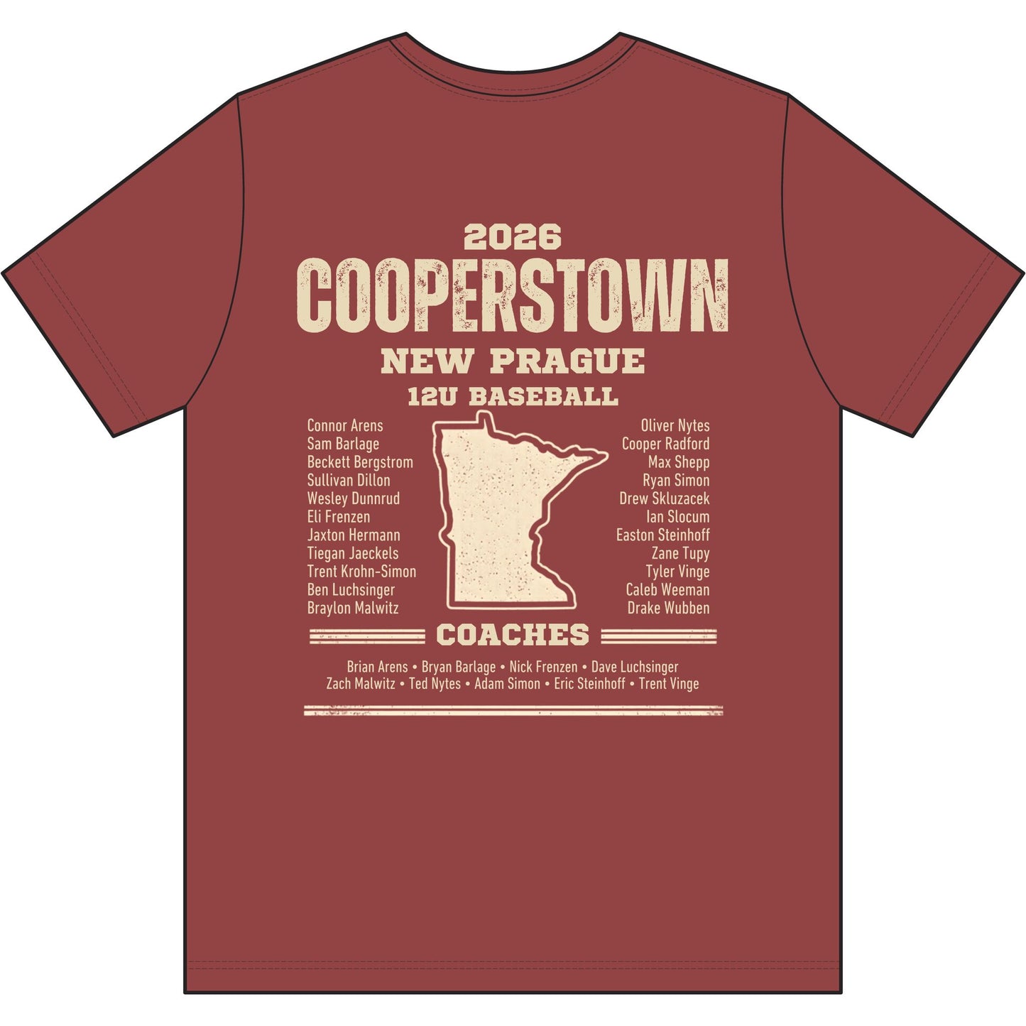 Cooperstown 2026 New Prague 12U Team Shirt - Adult