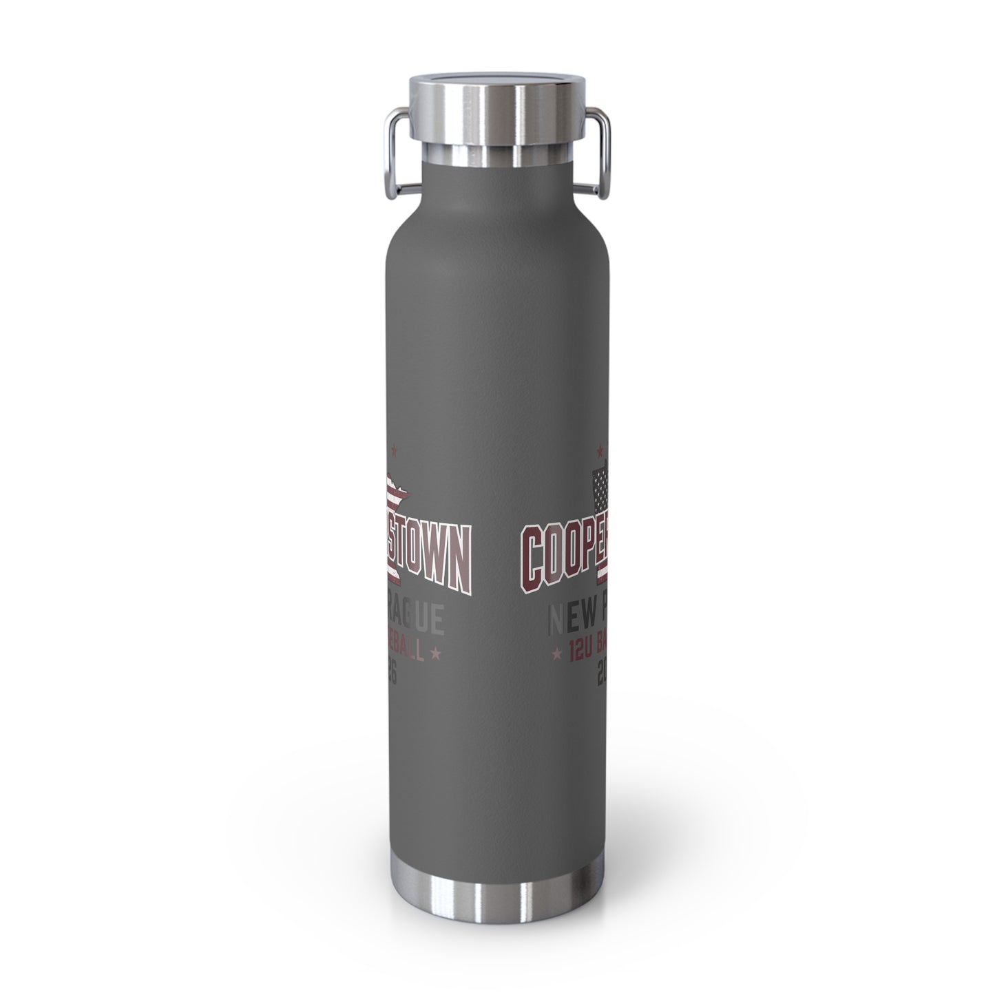 22oz Copper Vacuum Water Bottle — New Prague Cooperstown Baseball