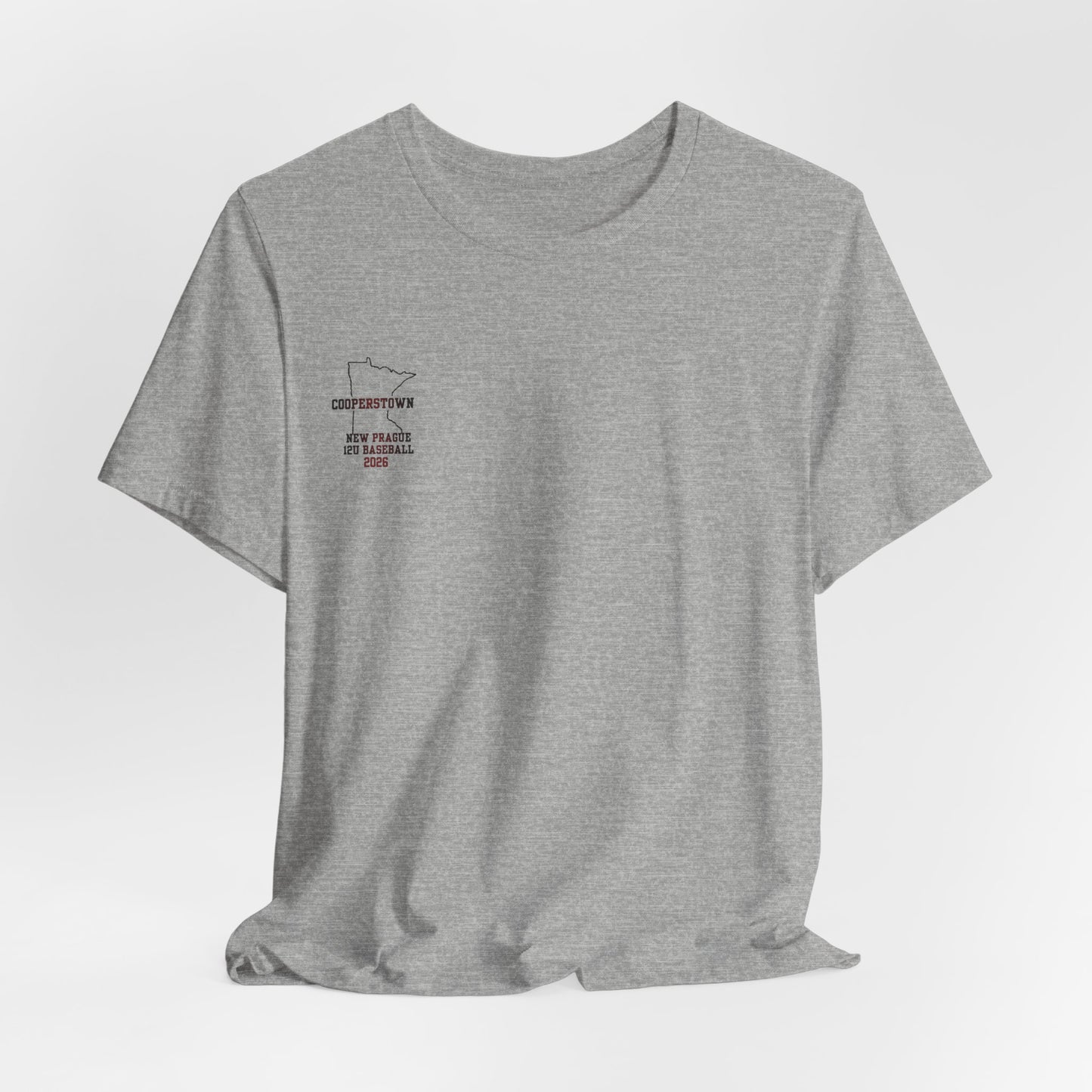 New Prague 12U Baseball Team Tee — Cooperstown 2026 Coaches & Player Roster