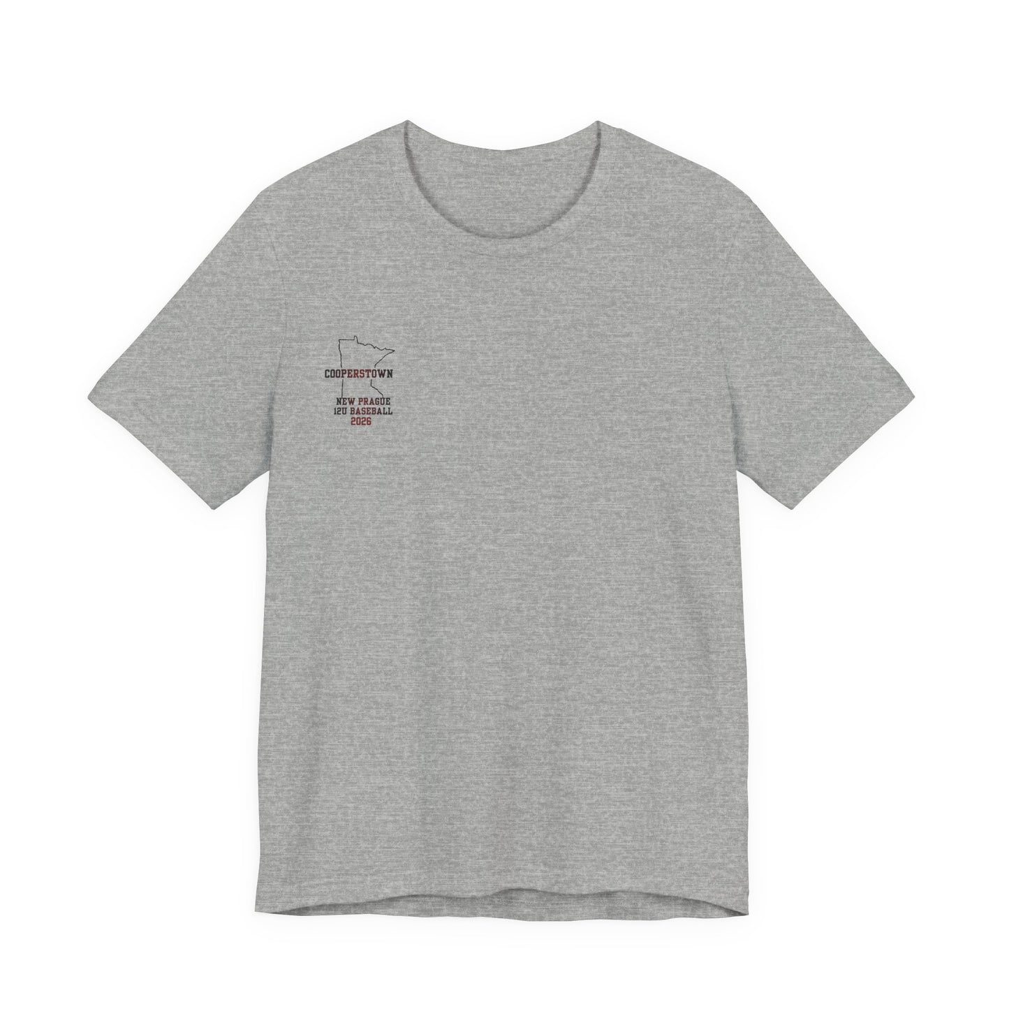 New Prague 12U Baseball Team Tee — Cooperstown 2026 Coaches & Player Roster