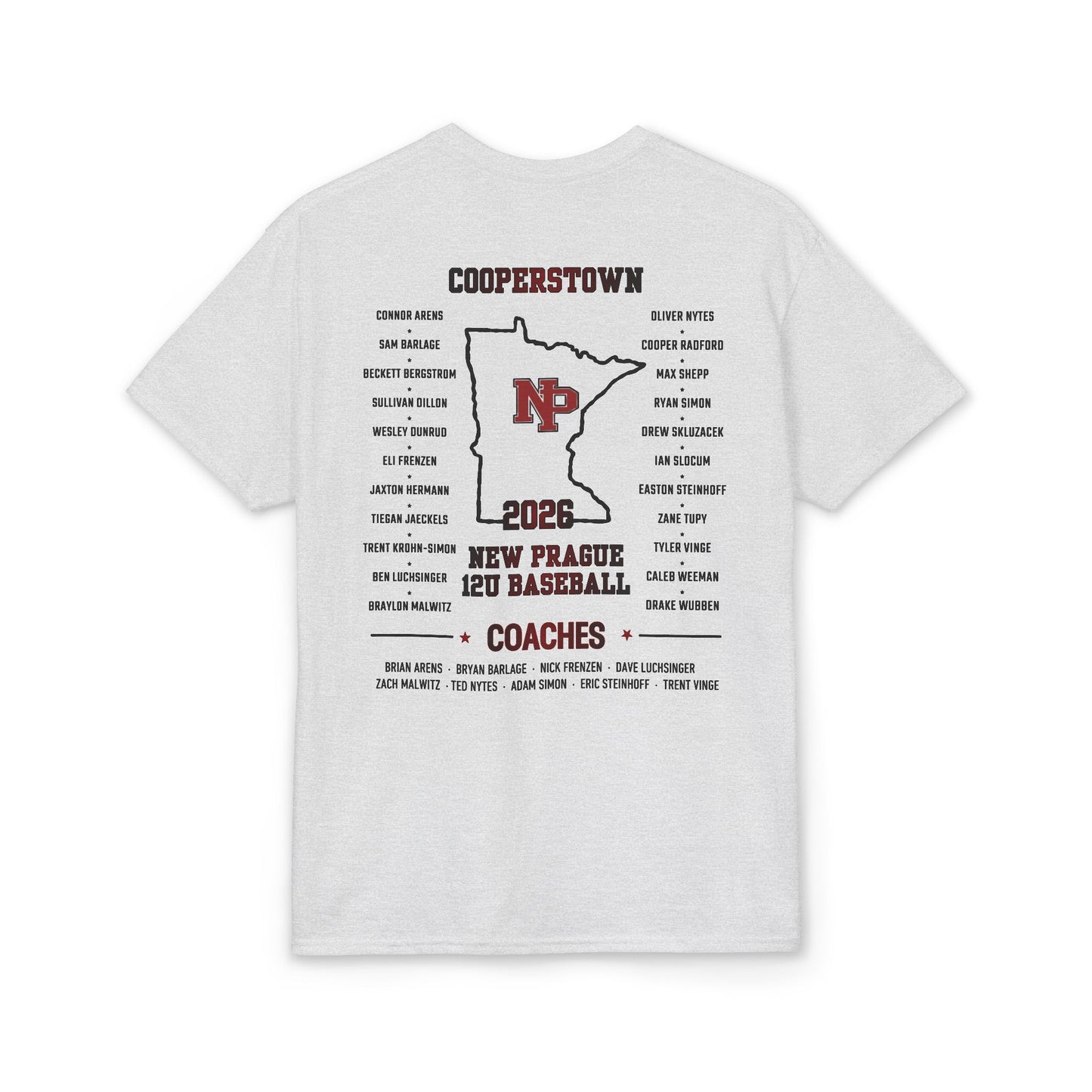 New Prague Baseball Cooperstown 2026 Team Roster, DryBlend Gildan 8000
