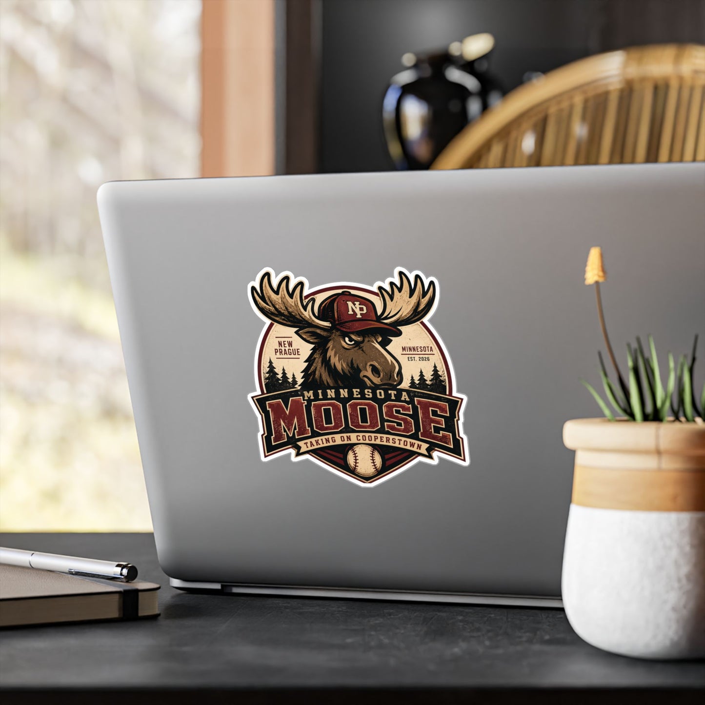 Minnesota Moose Kiss-Cut Vinyl Sticker — Vintage Baseball Team Logo Decal