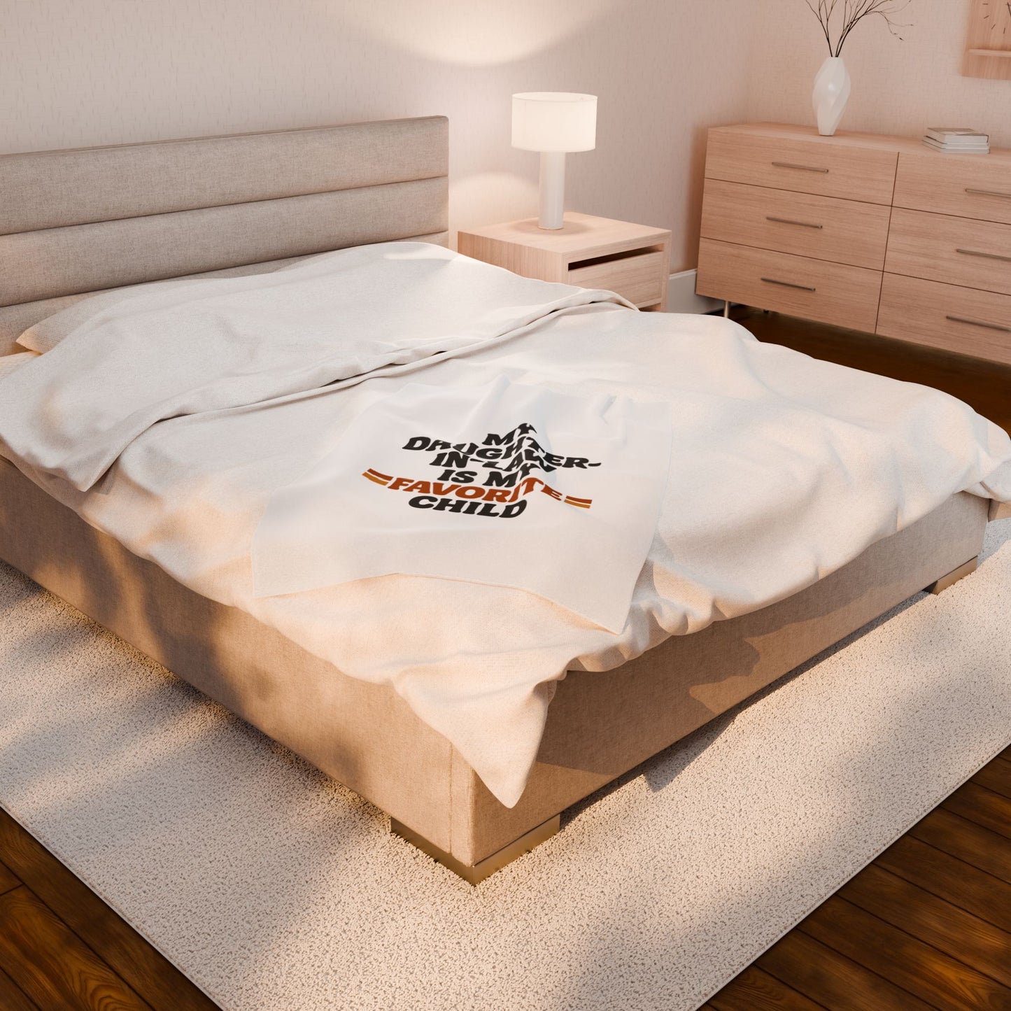 Velveteen Plush Blanket — "My Daughter-in-Law Is My Favorite Child" Cozy Throw