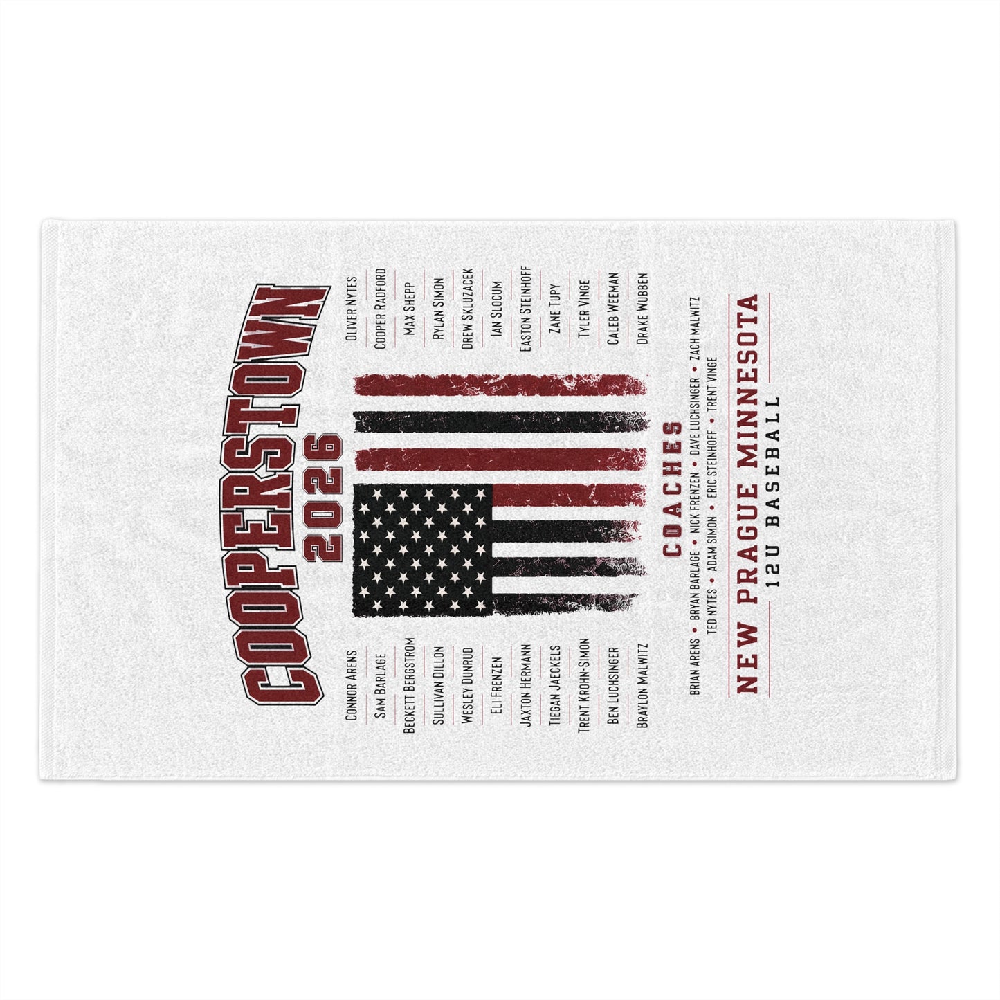Cooperstown 2026 Rally Towel – New Prague Minnesota 12U Baseball Team Keepsake - SHIPPING IS HIGHER FOR THIS PRODUCT