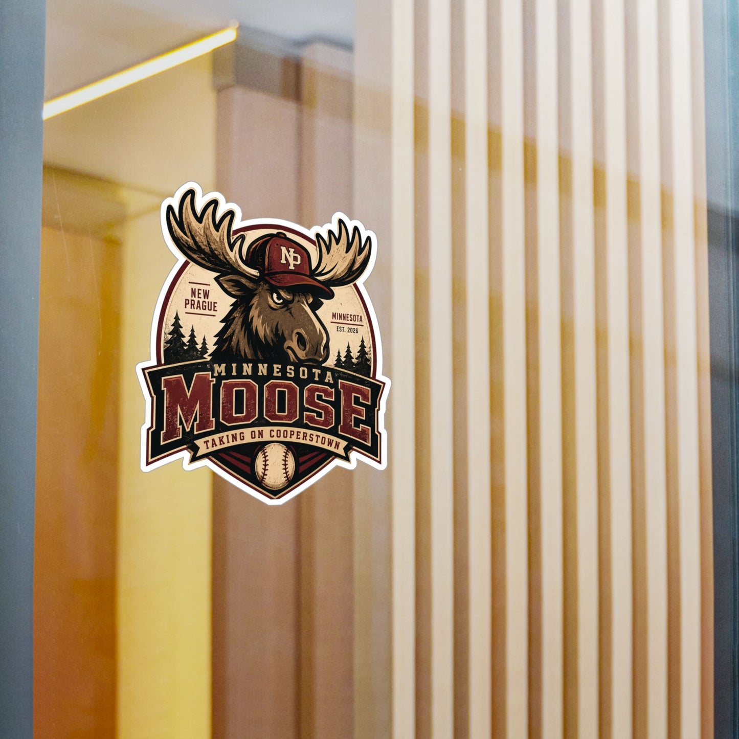 Minnesota Moose Kiss-Cut Vinyl Sticker — Vintage Baseball Team Logo Decal