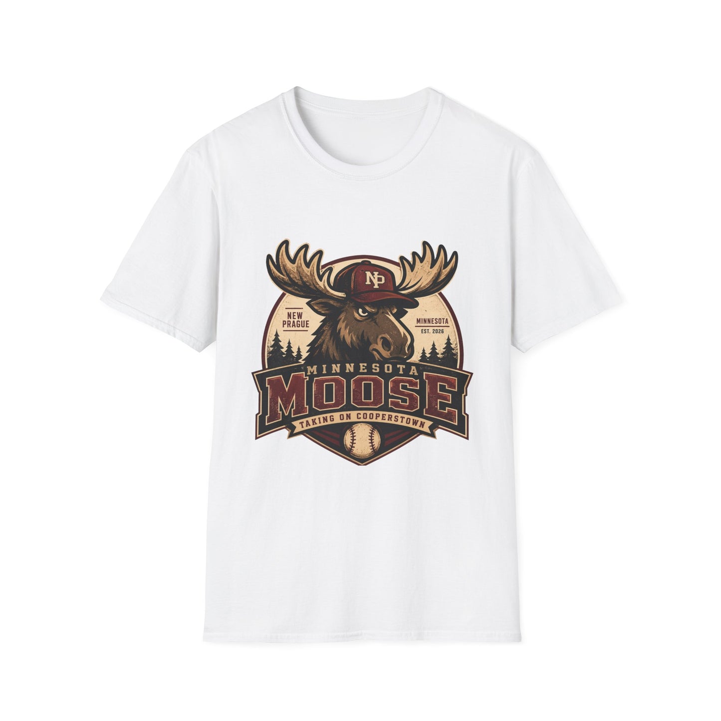 Moose Mascot T-Shirt — Minnesota New Prague Vintage Outdoor Logo