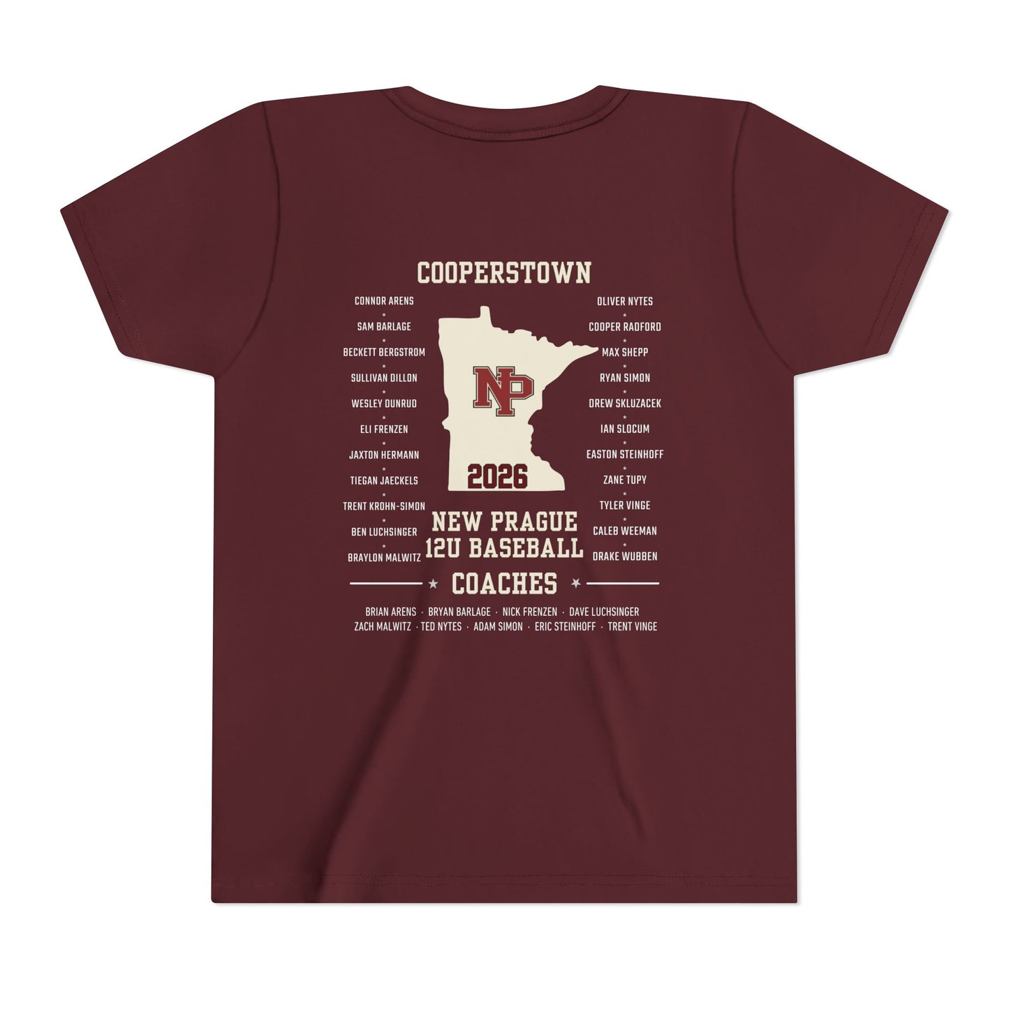 Youth Baseball Team Tee — New Prague 12U Cooperstown Team 2026