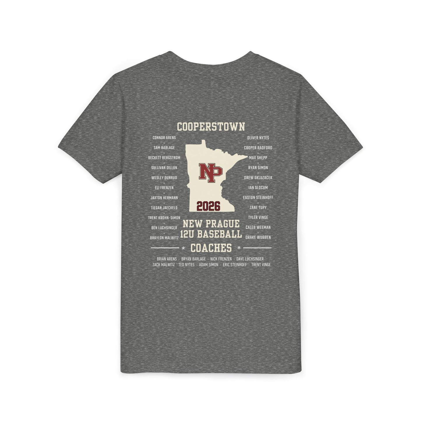 Youth Baseball Team Tee — New Prague 12U Cooperstown Team 2026