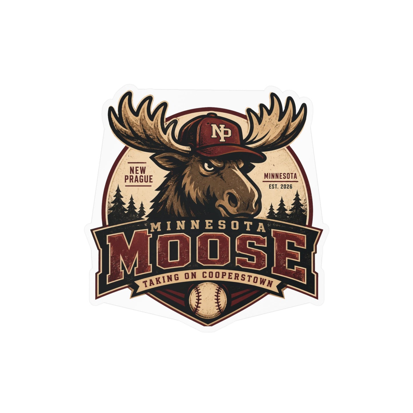 Minnesota Moose Kiss-Cut Vinyl Sticker — Vintage Baseball Team Logo Decal