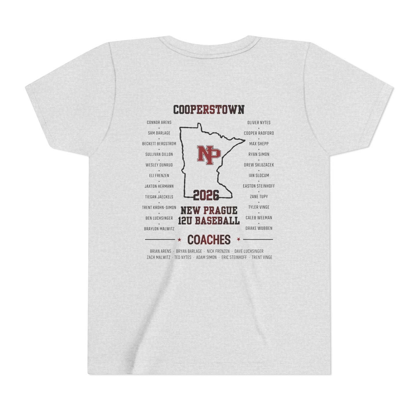Youth Baseball Team Tee – New Prague 12U Cooperstown 2026