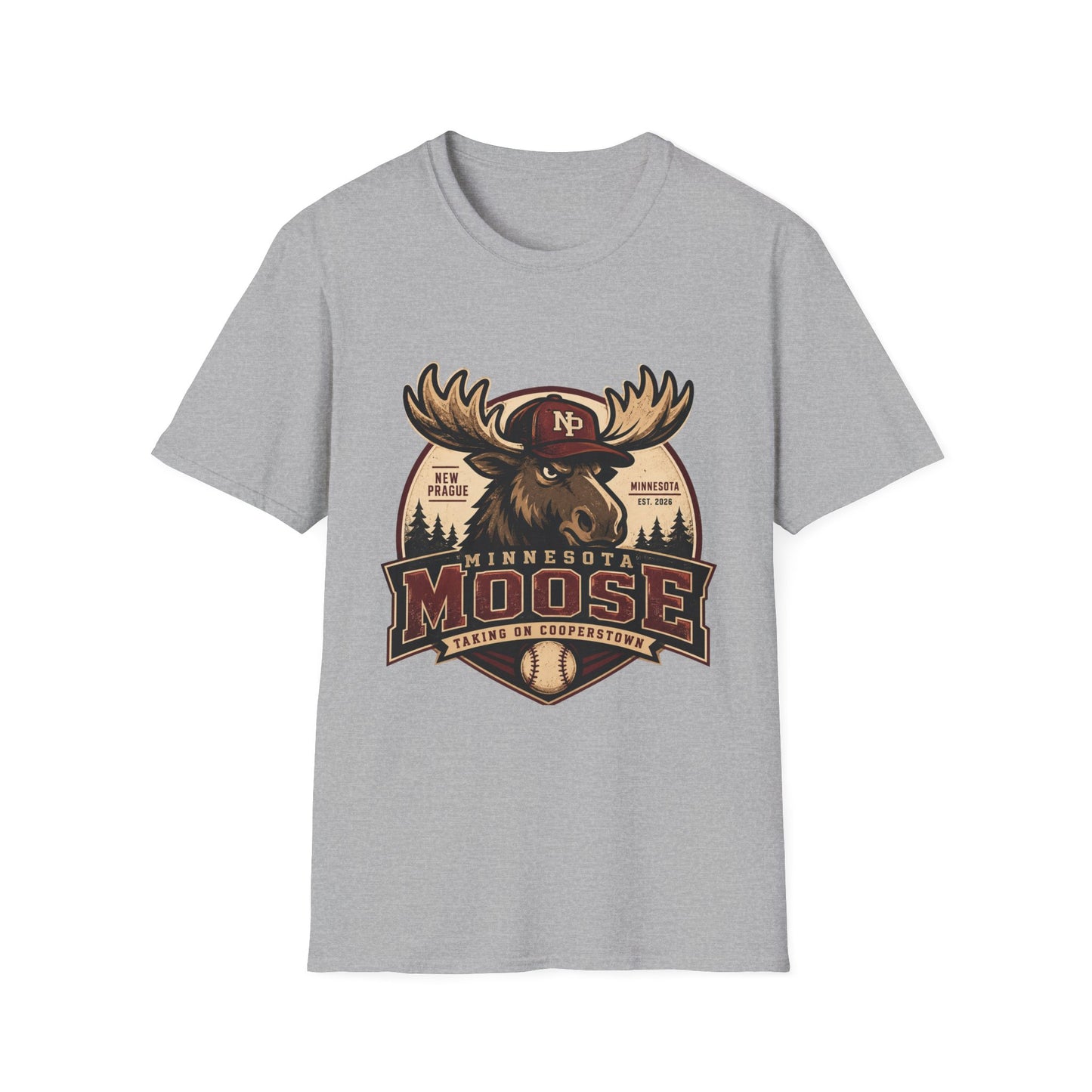 Moose Mascot T-Shirt — Minnesota New Prague Vintage Outdoor Logo