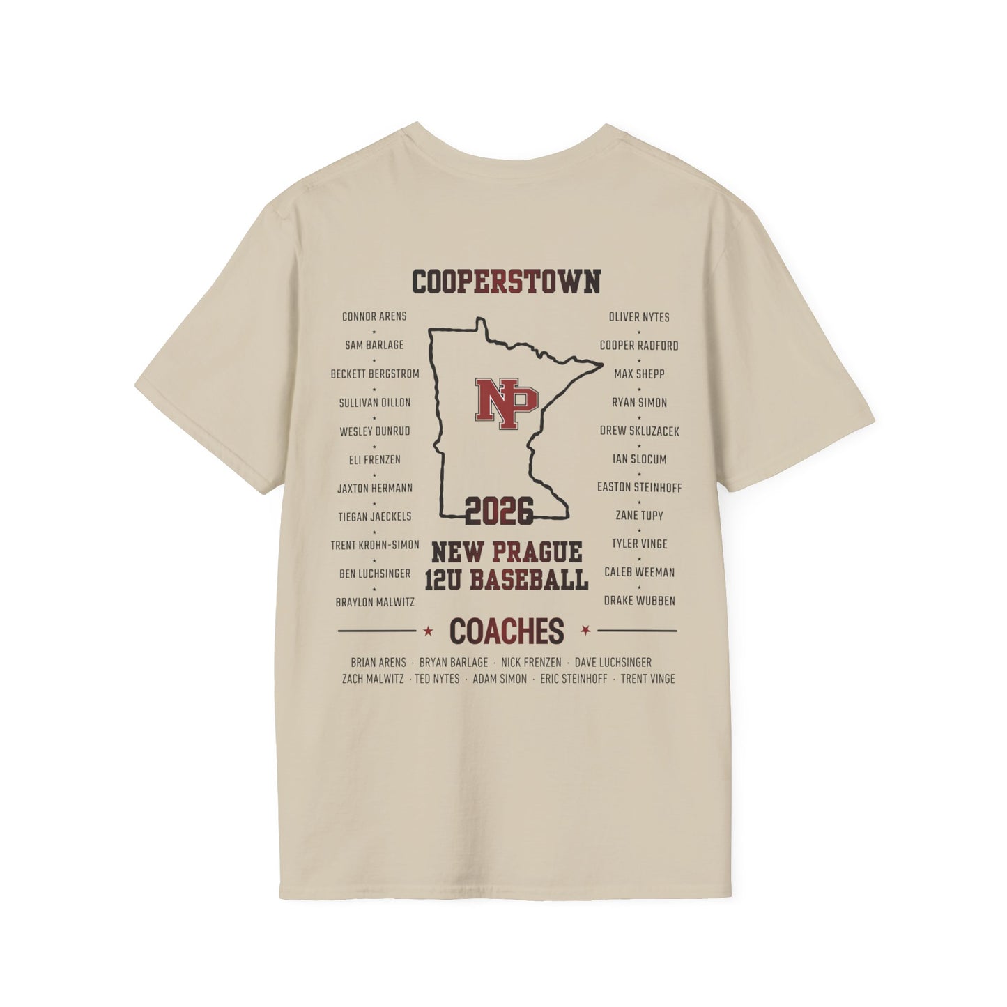 Cooperstown Baseball Team Tee Gildan Softstyle 64000