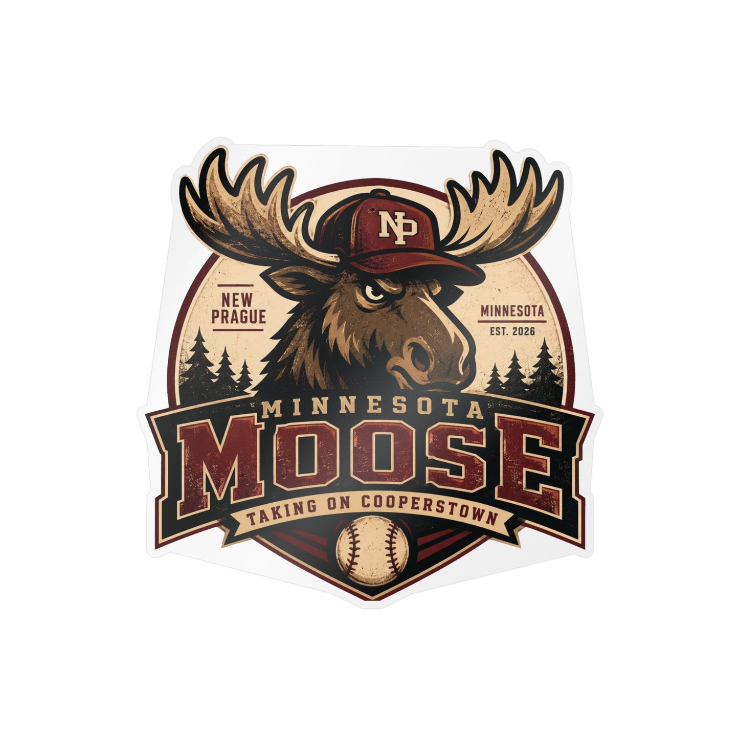 Minnesota Moose Kiss-Cut Vinyl Sticker — Vintage Baseball Team Logo Decal