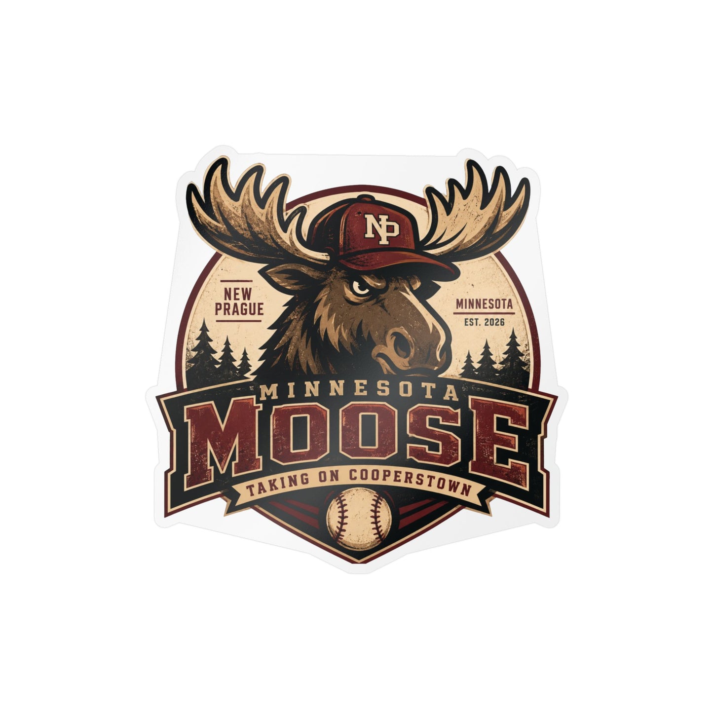 Minnesota Moose Kiss-Cut Vinyl Sticker — Vintage Baseball Team Logo Decal