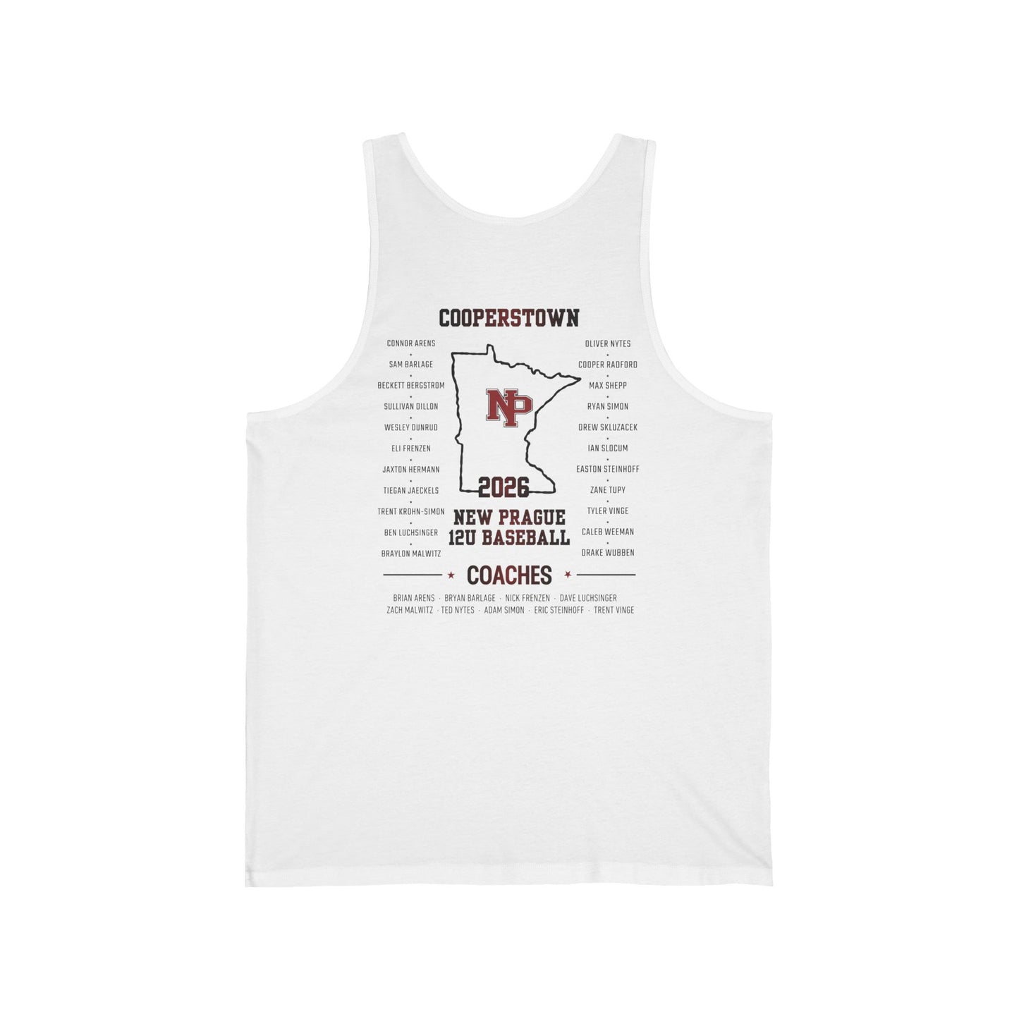 Cooperstown 2026 New Prague Baseball Ladies Tank Top Bella+Canvas · 3480