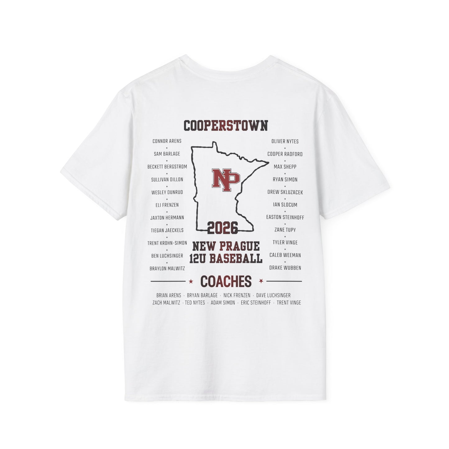 Cooperstown Baseball Team Tee Gildan Softstyle 64000