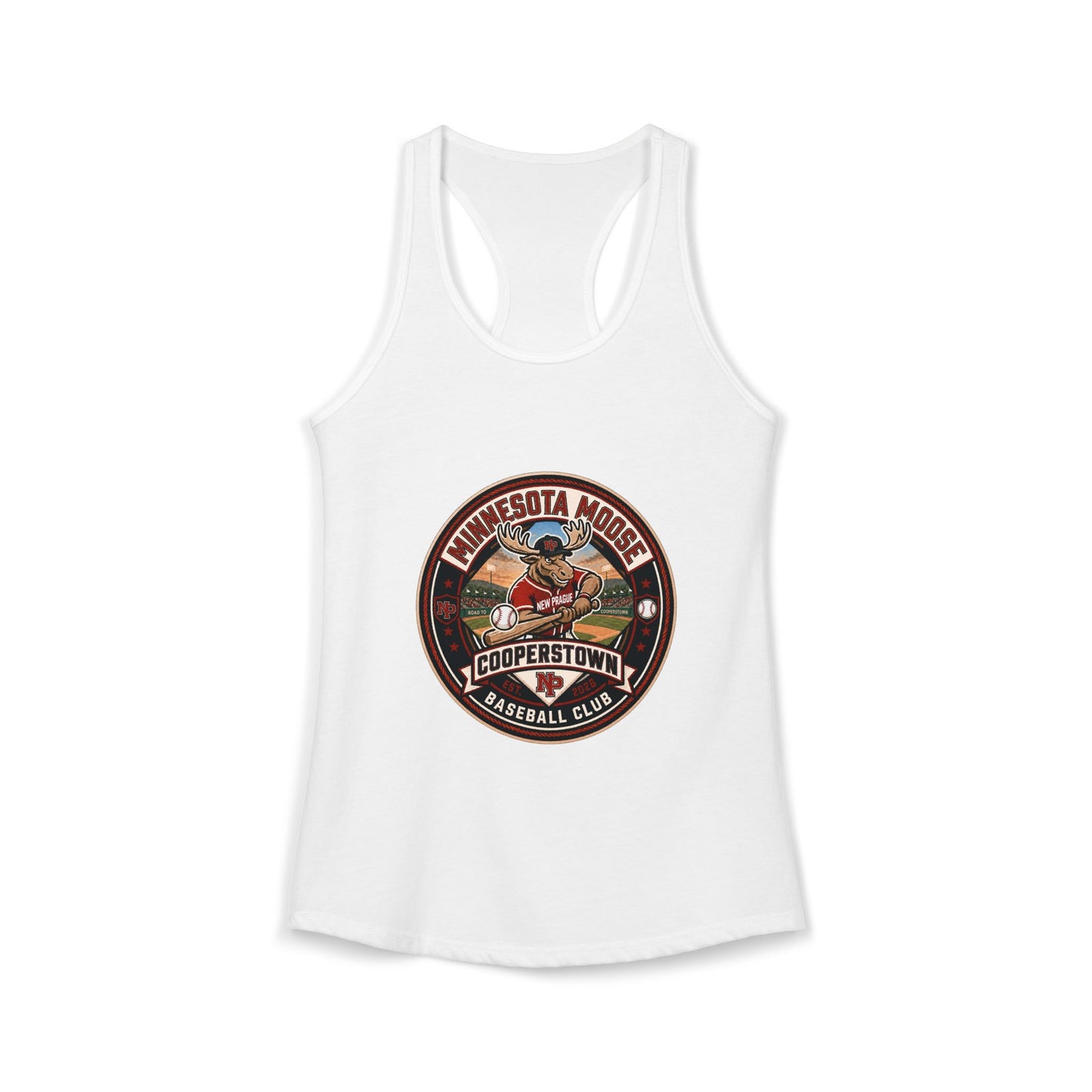 Women's Ideal Racerback Tank (Next Level 1533,) - Minnesota Moose Cooperstown 2026