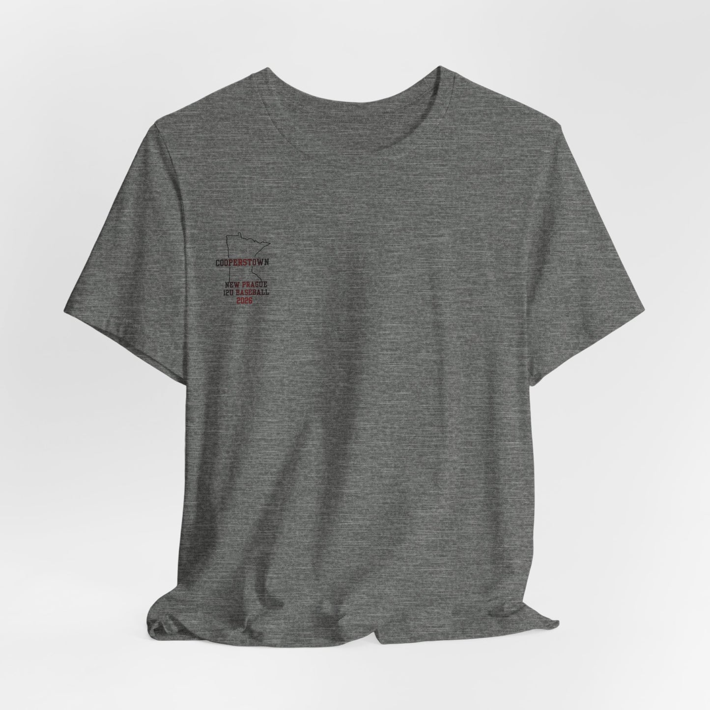 New Prague 12U Baseball Team Tee — Cooperstown 2026 Coaches & Player Roster