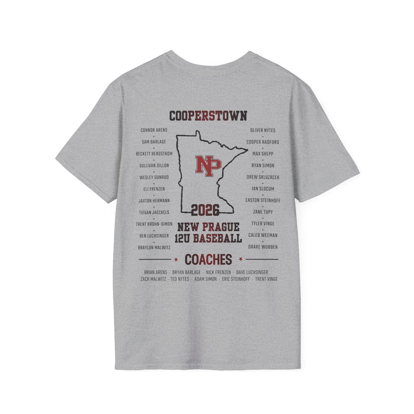 Cooperstown Baseball Team Tee Gildan Softstyle 64000
